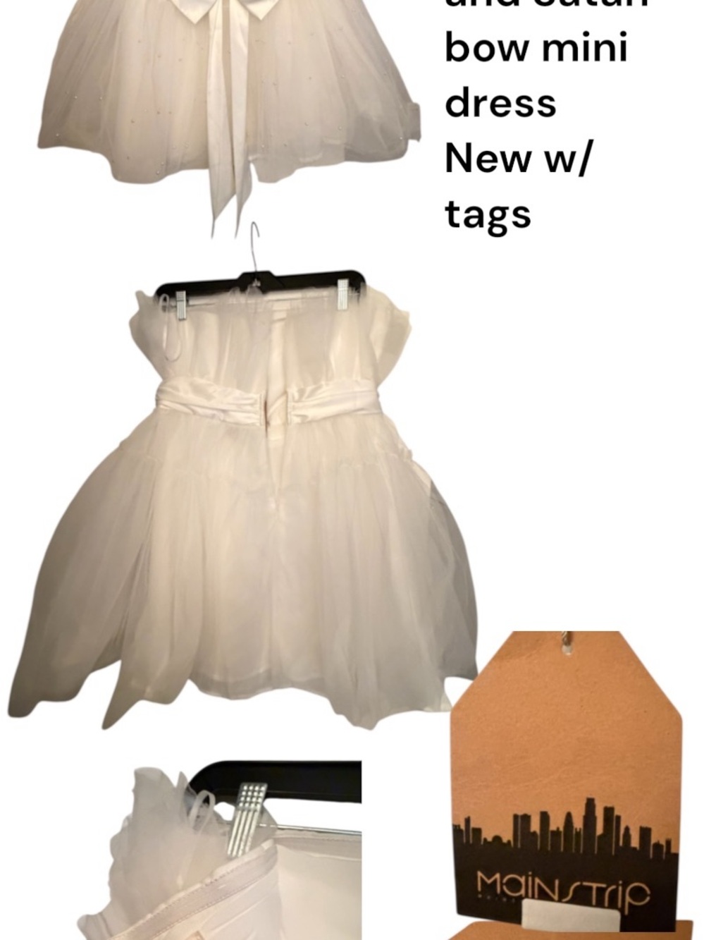 Main Strip White Layered Tulle Mini Skirt